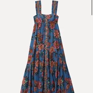 Farm Rio Beautiful Bouquet Blue Maxi Dress